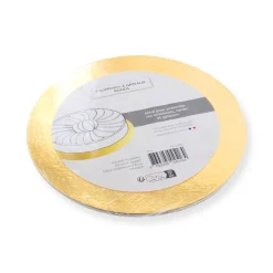 5 supports à gâteaux ronds dorés 22 cm