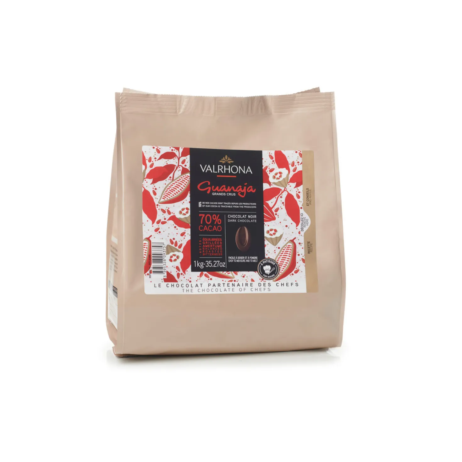 Chocolat à pâtisser noir Guanaja 70% 1 kg - Valrhona