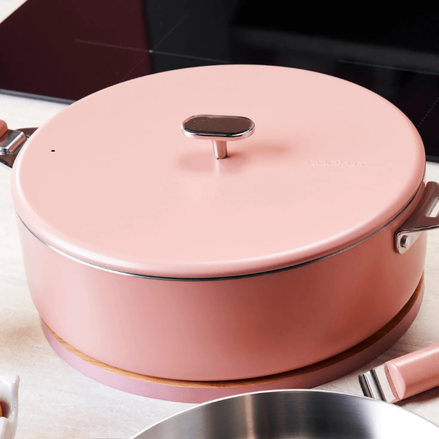 Couvercle inox Le Merveilleux 28 cm guimauve - Cookut