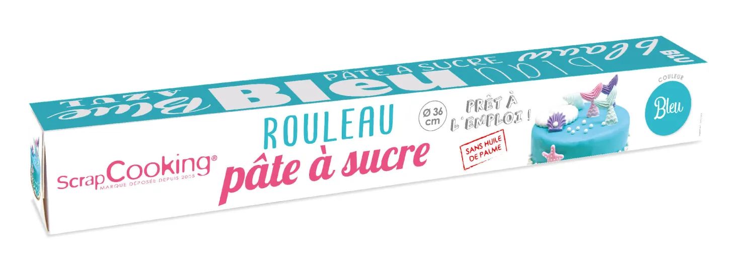 Rouleau de pâte à sucre bleu 36 cm 430 gr - Scrapcooking